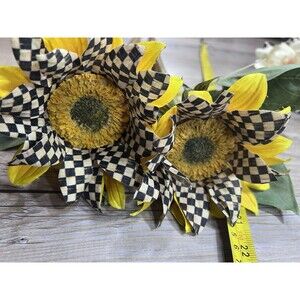 Set OF 2 MACKENZIE-CHILDS Courtly Check SUNFLOWER Stem Pick